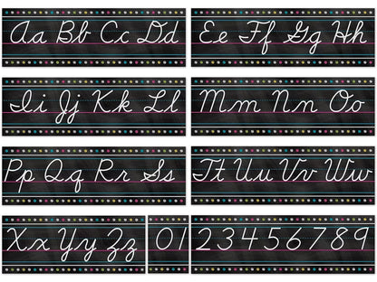 Chalkboard Brights Cursive Bulletin Board Set - US 9635