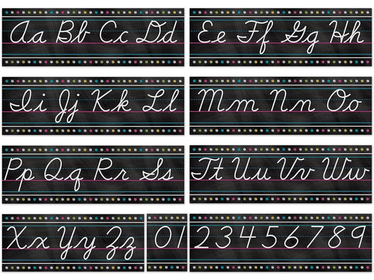 Chalkboard Brights Cursive Bulletin Board Set - US 9635