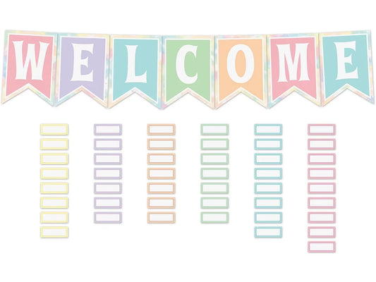 Pastel Pop Pennant Welcome Bulletin Board Set - US 2763