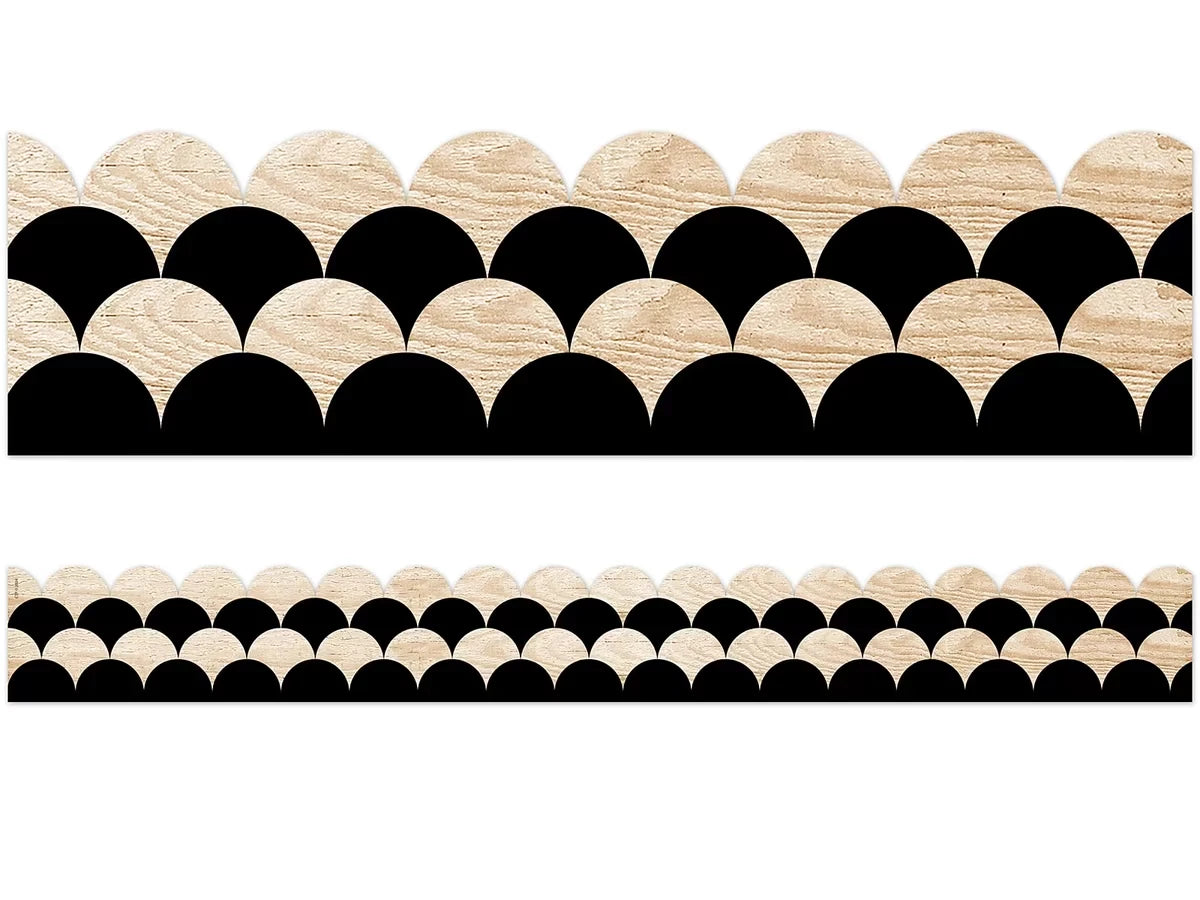 Black & Wood Scalloped Border - US 2874