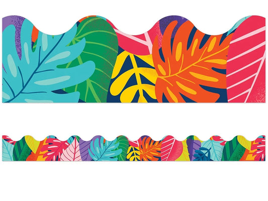 One World Colorful Leaf Scalloped Border - US 9630