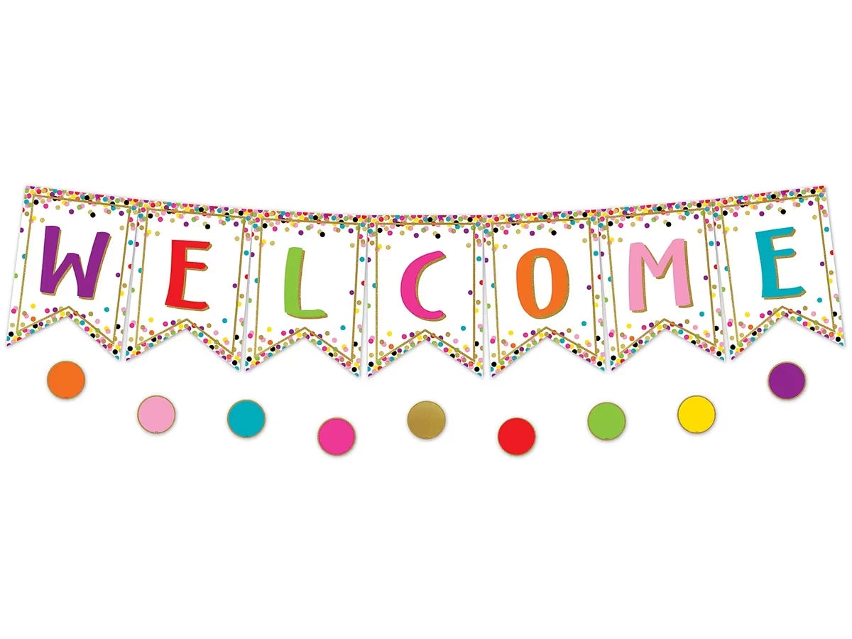 Confetti Welcome Pennant Bulletin Board Set - US 9883