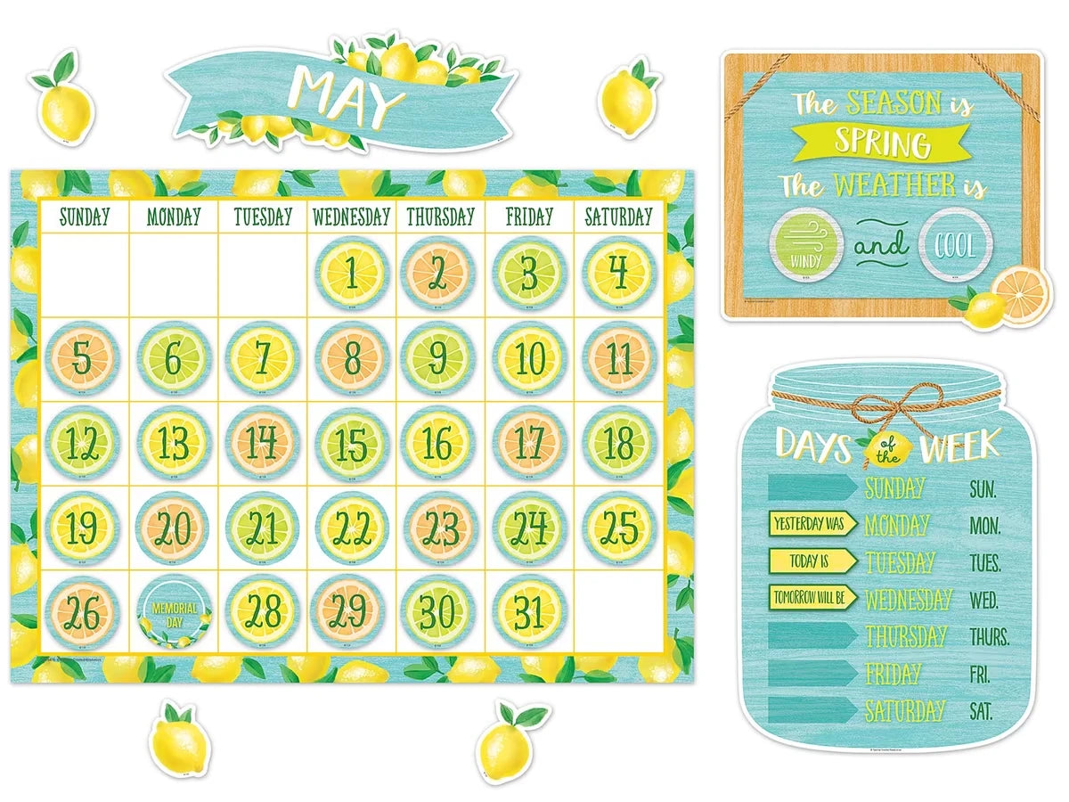 Lemon Zest Calendar Bulletin Board Set - US 7643