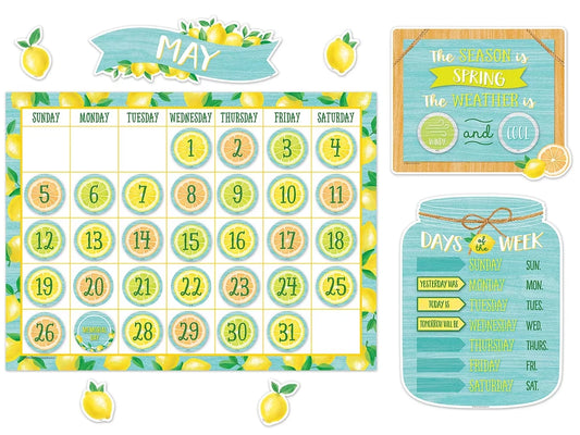Lemon Zest Calendar Bulletin Board Set - US 7643