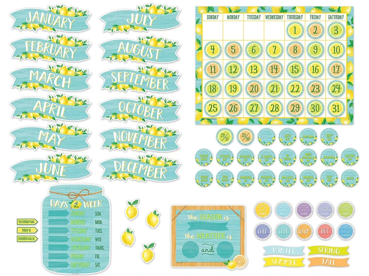 Lemon Zest Calendar Bulletin Board Set - US 7643