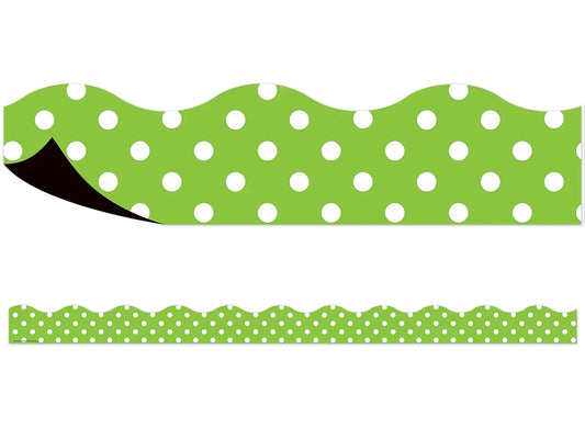 Lime Green Polka Dot Magnetic Scalloped Border - US 9364