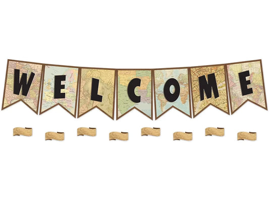 Travel the Map! Welcome Pennant Bulletin Board Set - US 5418