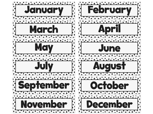 Black Dots on White Months of the Year Bulletin Board Set - US 2826