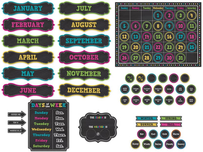 Chalkboard Brights Calendar Bulletin Board Set - US 5212