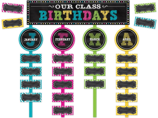 Chalkboard Brights Birthday Bulletin Board Set - US 8247