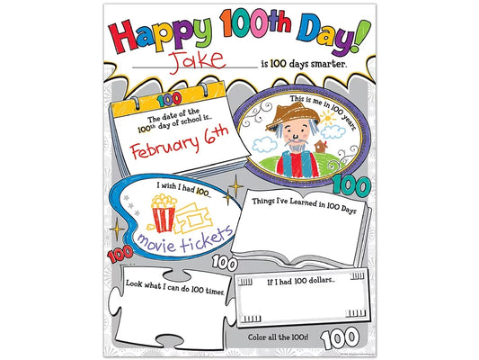 Happy 100th Day! All About Me Posters - Set of 32 - US 5693