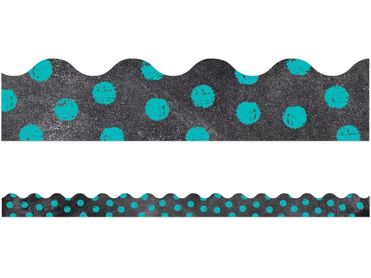 Chalk It Up! Turquoise Polka Dot Scalloped Border - US 4333