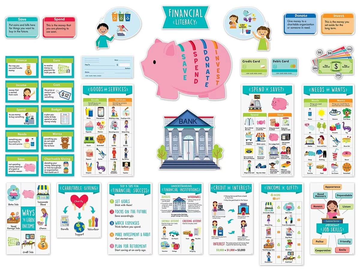 Financial Literacy for Kids Bulletin Board Set - US 8911