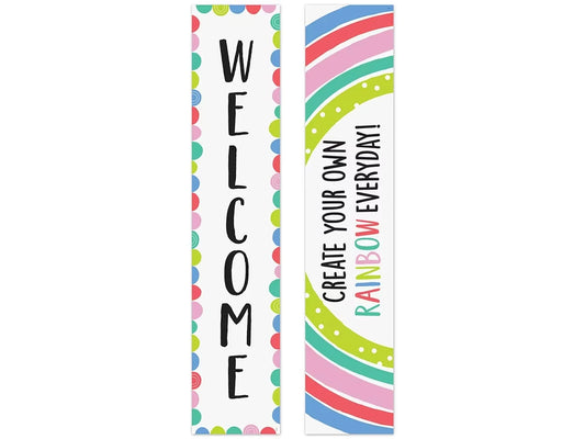 Rainbow Doodles Welcome Double-Sided Banner - US 8571