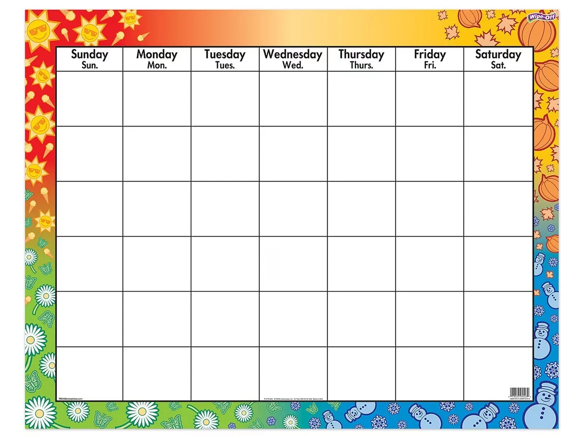 Four Seasons Write & Wipe Classroom Calendar - US 5373