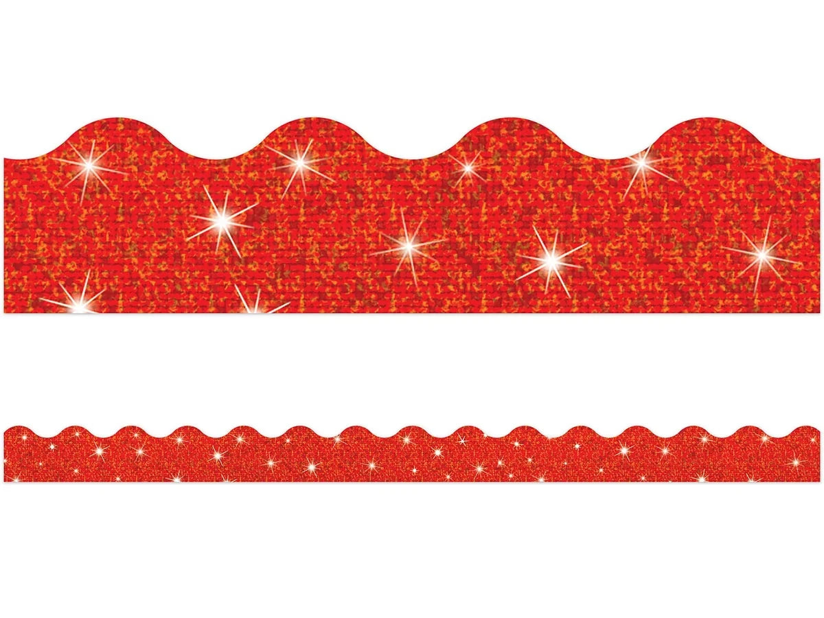 Red Sparkle Scalloped Border - US 4716