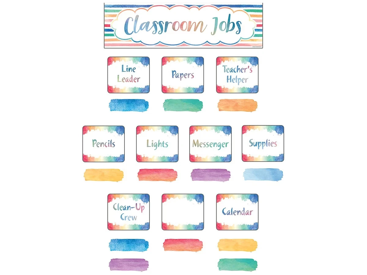Watercolor Classroom Jobs Bulletin Board Set - US 7697
