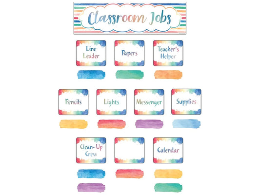 Watercolor Classroom Jobs Bulletin Board Set - US 7697