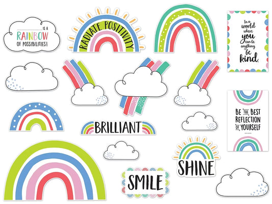 Rainbow Doodles Motivational Bulletin Board Set - US 3278