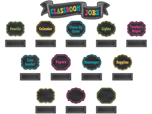 Chalkboard Brights Classroom Jobs Bulletin Board Set - US 7204