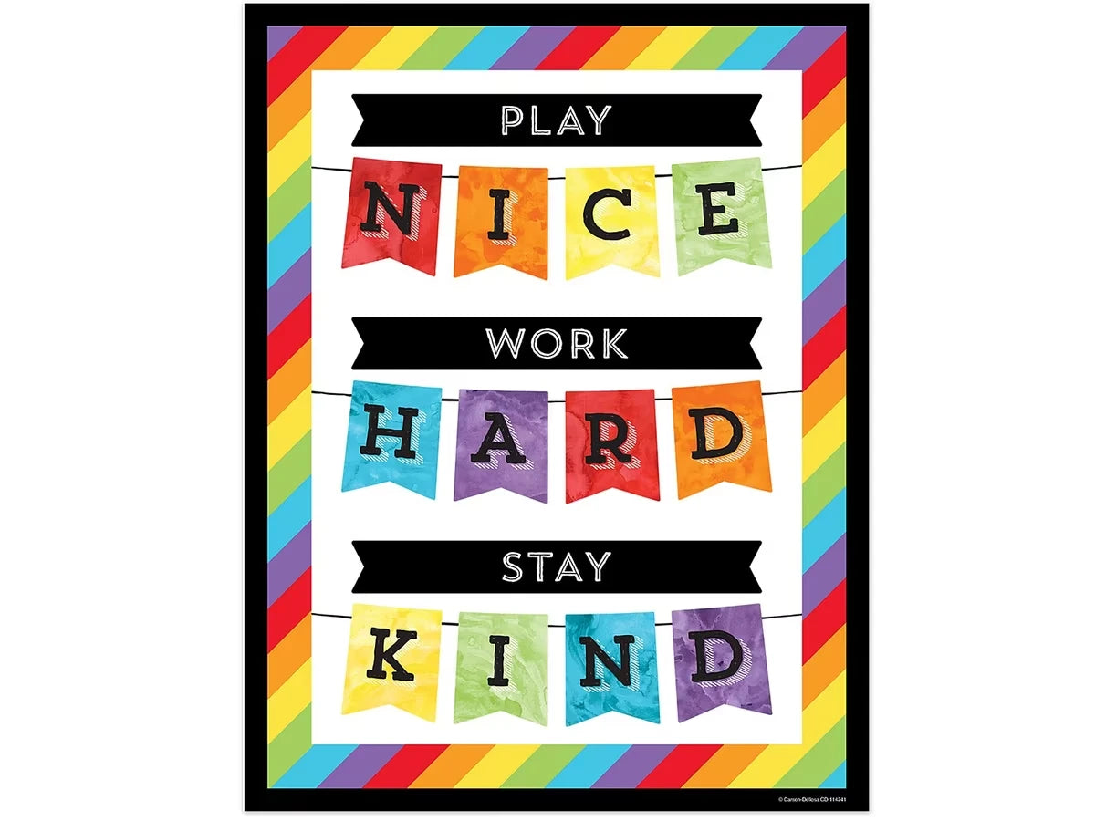 Celebrate Learning Play Nice, Work Hard, Stay Kind Poster - US 5022