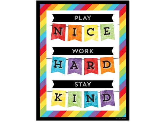 Celebrate Learning Play Nice, Work Hard, Stay Kind Poster - US 5022