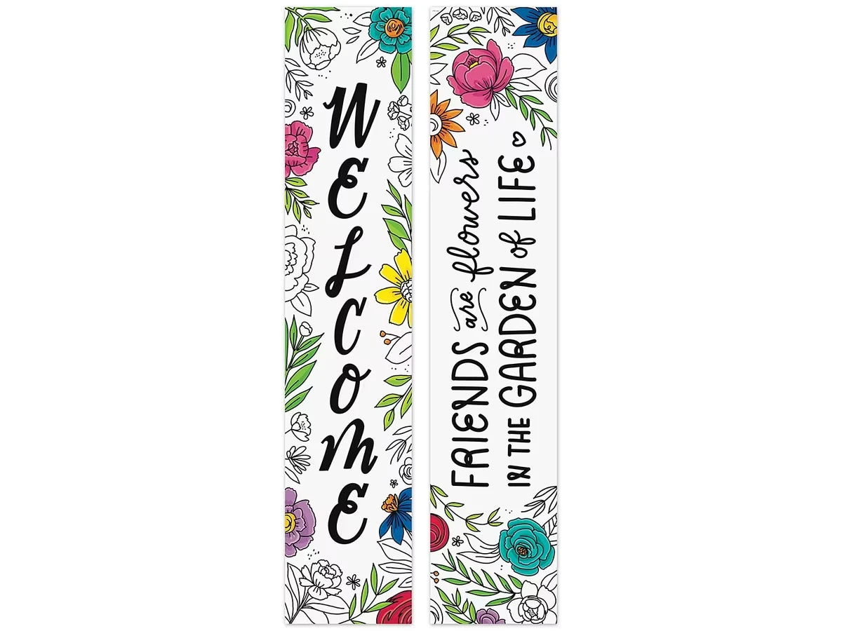 Bright Blooms Welcome Double-Sided Banner - US 4837