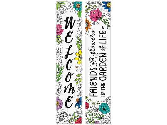 Bright Blooms Welcome Double-Sided Banner - US 4837