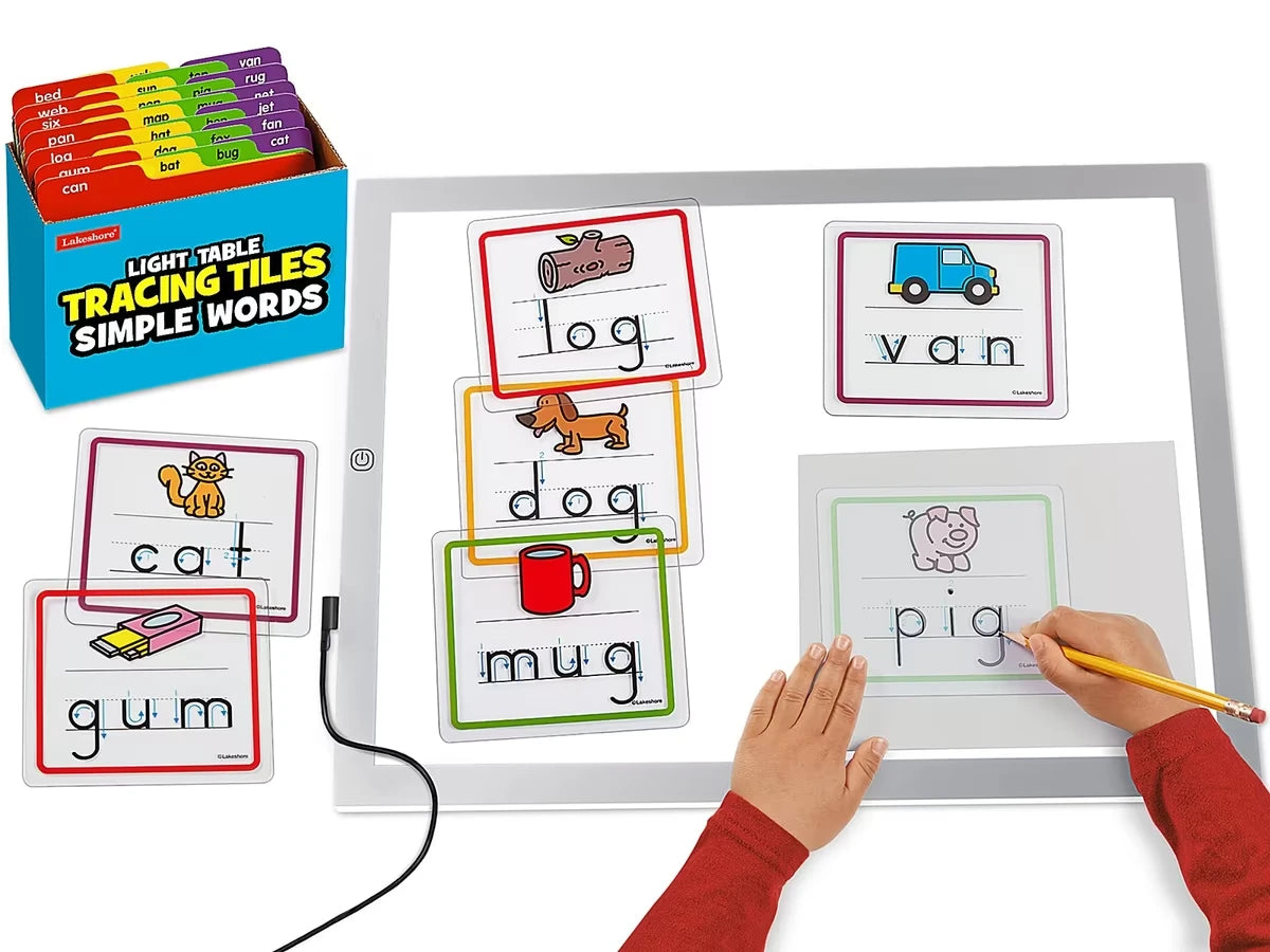 Light Table Simple Words Tracing Tiles - US 8444