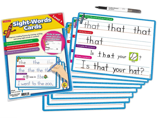 Write & Wipe Sight-Words Practice Cards - US 1062