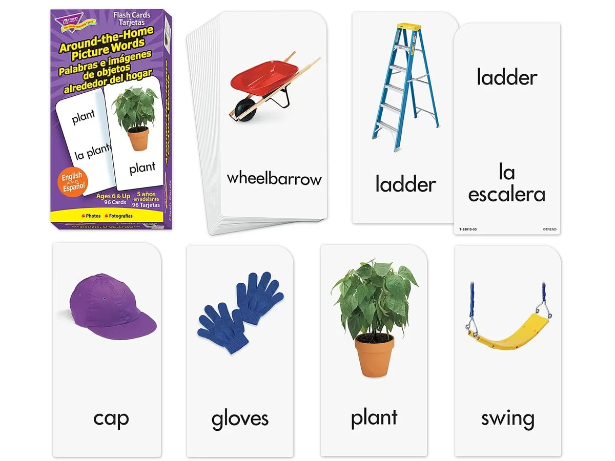 Around-The-Home Picture-Words Bilingual Flash Cards - US 9496