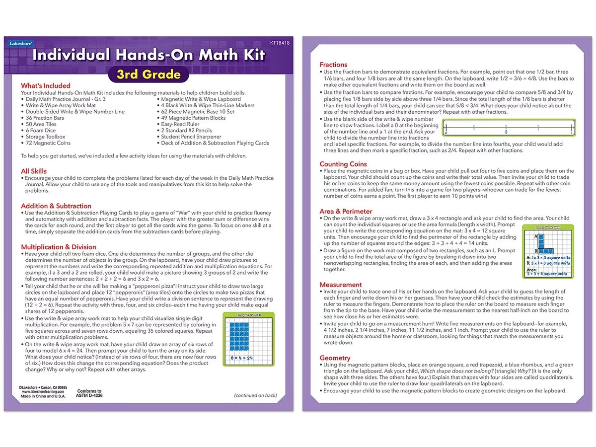 Individual Hands-On Math Kit – Gr. 3 - US 4123