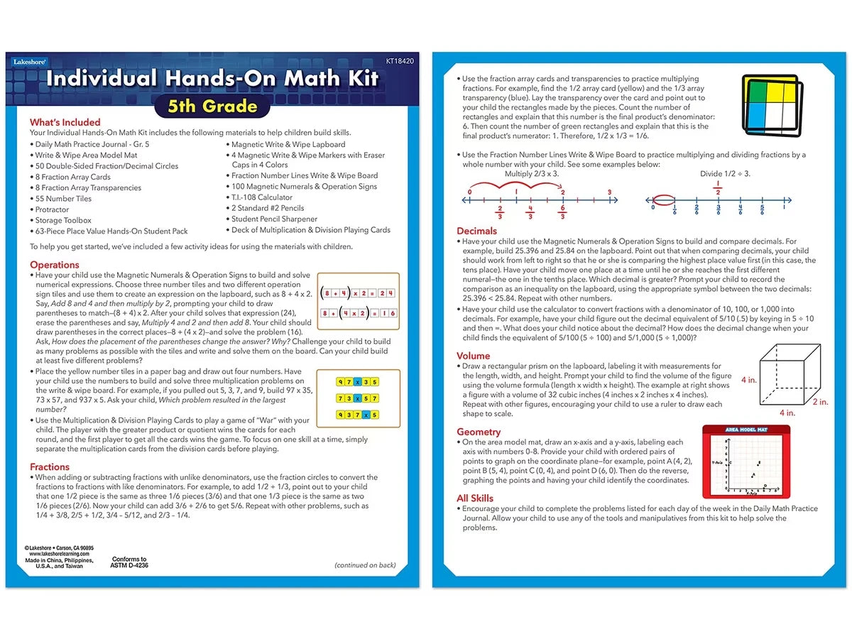 Individual Hands-On Math Kit – Gr. 5 - US 1394