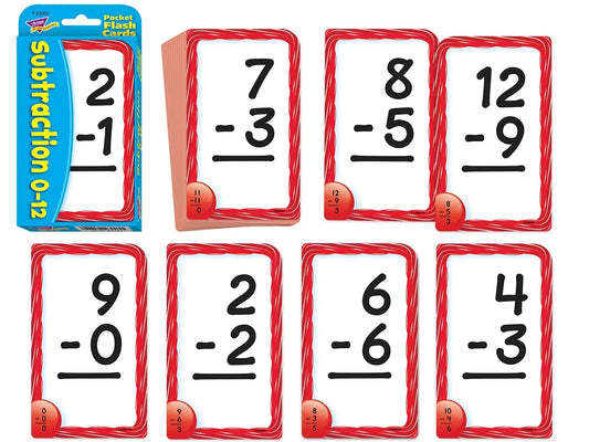 Subtraction 0-12 Pocket Flash Cards - US 4883