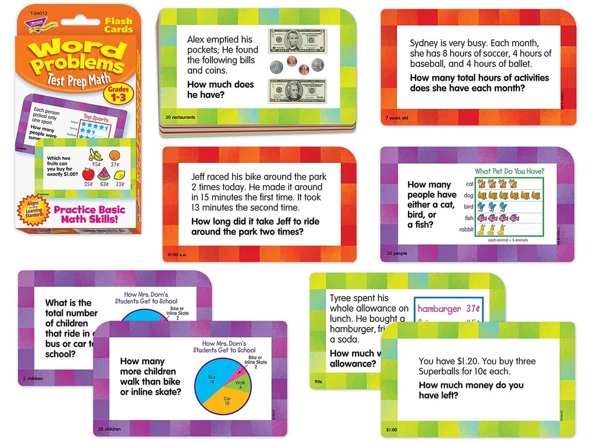 Math Word Problem Flash Cards - Gr. 1-3 - US 6894