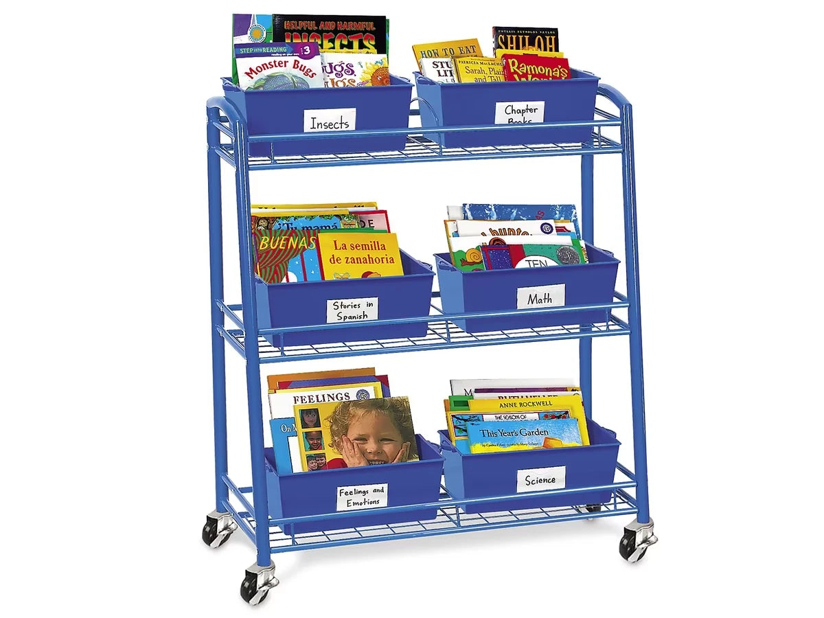 Books on Wheels Mobile Cart - 6 Bins - US 6632