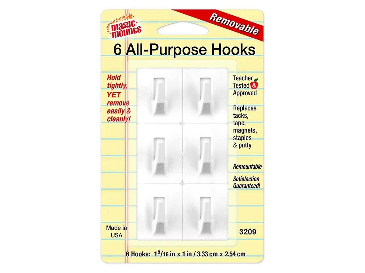 Removable All-Purpose Hooks - Set of 6 - US 9145