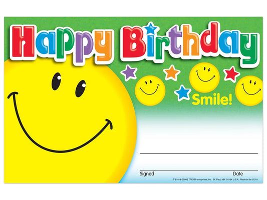 Smile! Birthday Certificates - US 5316