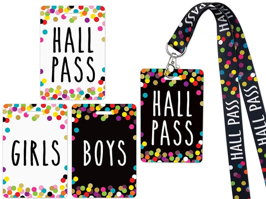 Confetti Student Hall Pass Lanyards - US 6976