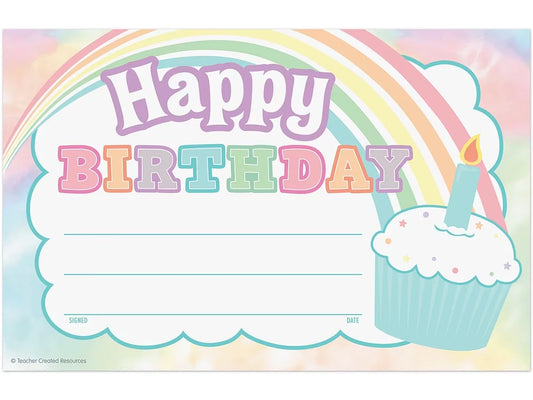 Pastel Pop Birthday Certificates - US 7816