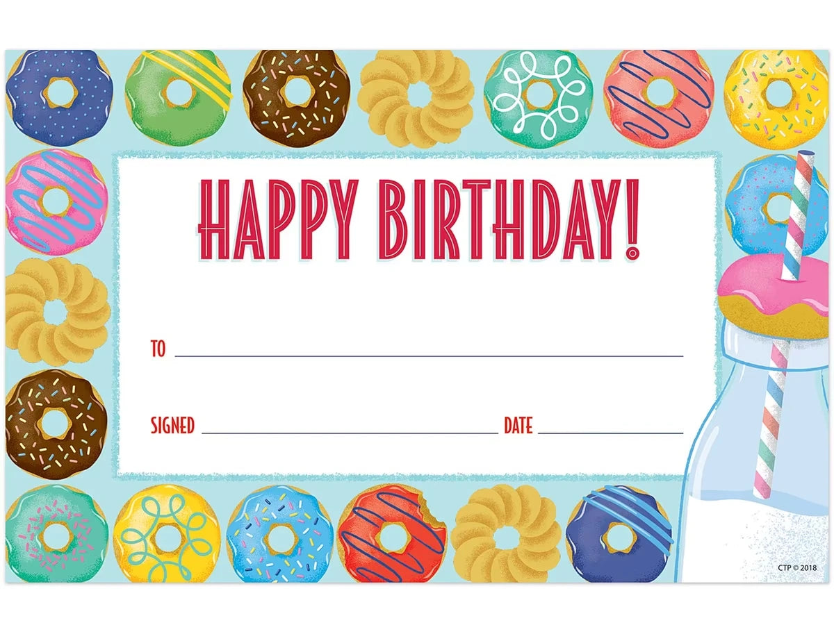 Mid-Century Mod Donut Birthday Certificates - US 5515