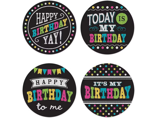 Chalkboard Brights Birthday Badges - Variety Pack - US 6974
