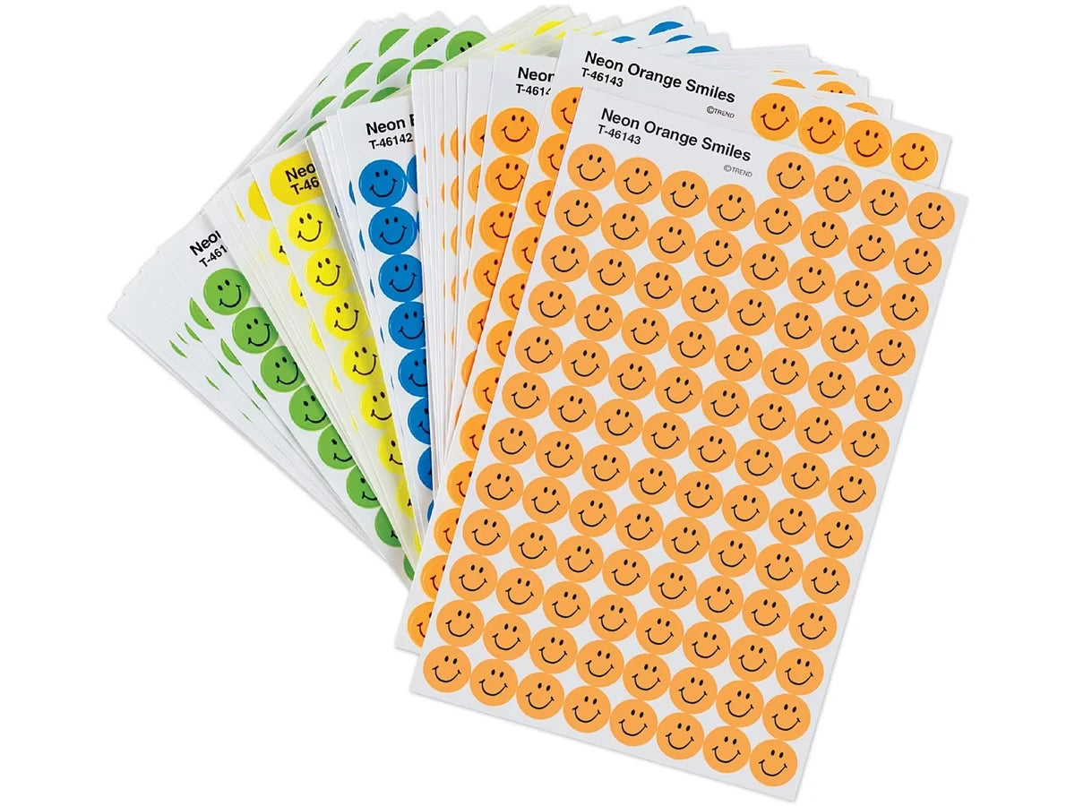 Neon Smiley Face Mini Stickers - Variety Pack - US 4357