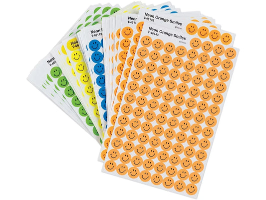 Neon Smiley Face Mini Stickers - Variety Pack - US 4357