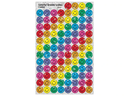 Colorful Sparkle Smiley Face Stickers - US 5396