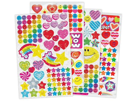 Sparkling Stars, Hearts & Smiles Stickers - Variety Pack - US 5914