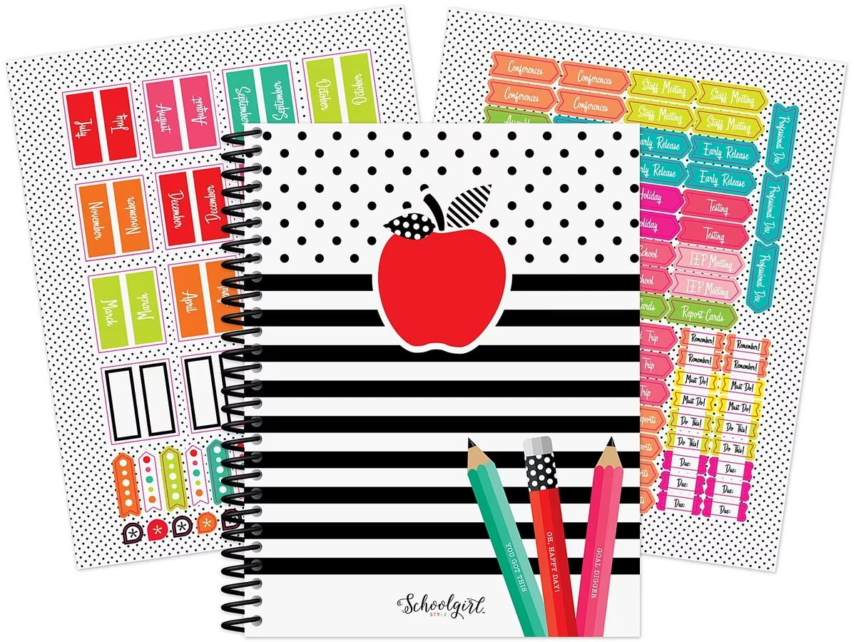 Black, White & Stylish Brights Lesson Plan & Record Book - US 3622