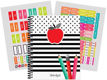 Black, White & Stylish Brights Lesson Plan & Record Book - US 3622