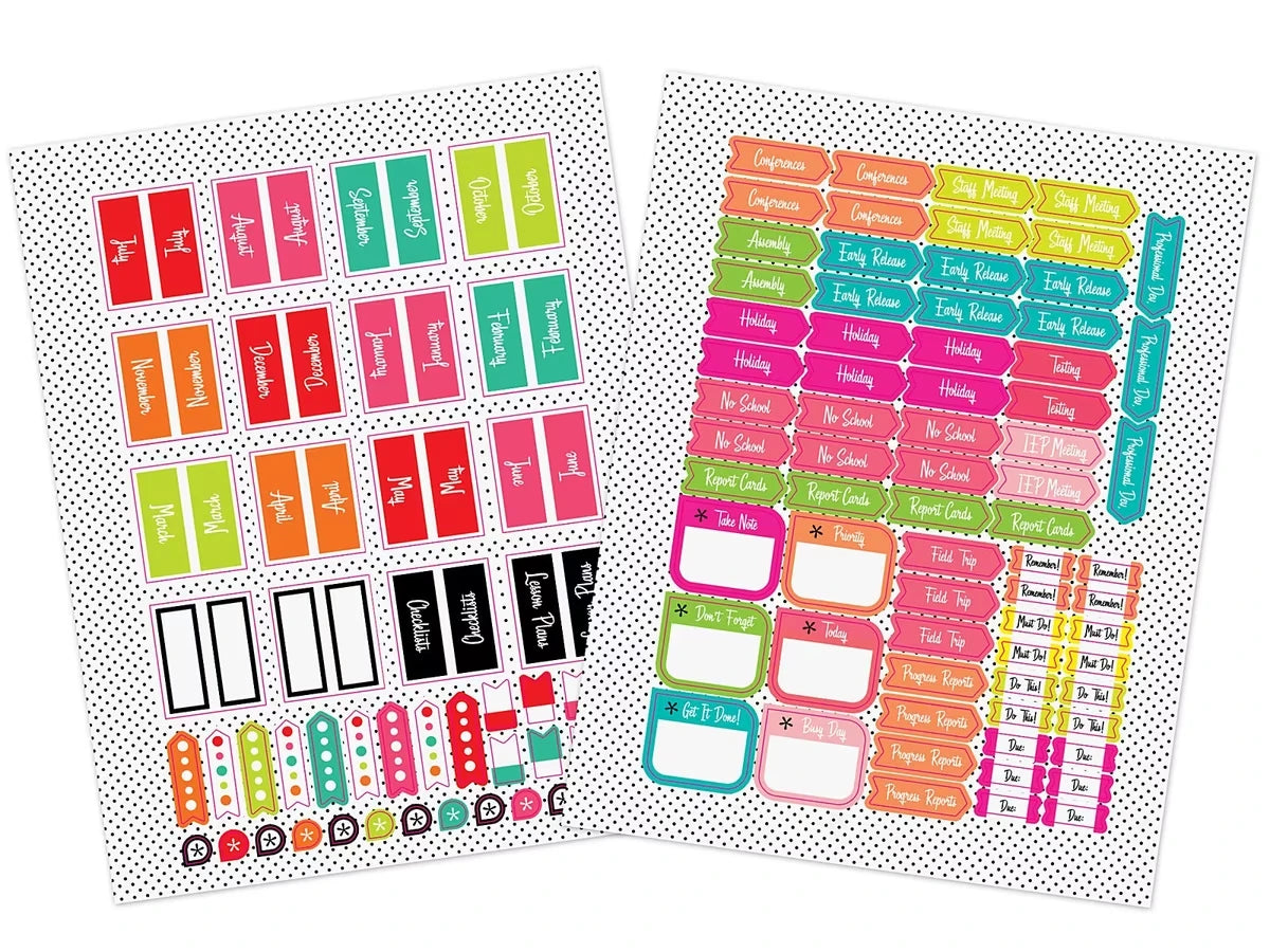 Black, White & Stylish Brights Lesson Plan & Record Book - US 3622