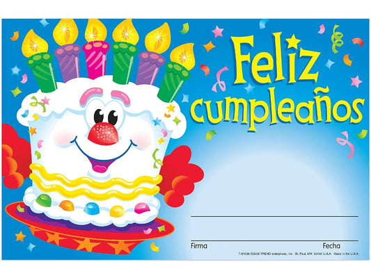 Feliz cumpleaños Birthday Certificates - US 8590